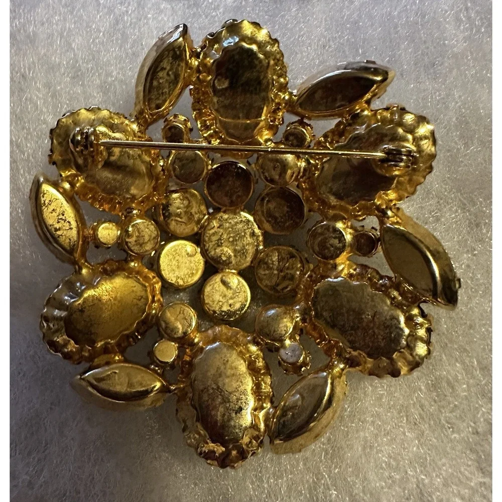 Vintage‎ Juliana Brooch Black & Citrine Color Rhinestones